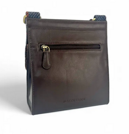 Blue/Brown Check Medium Satchel Bag