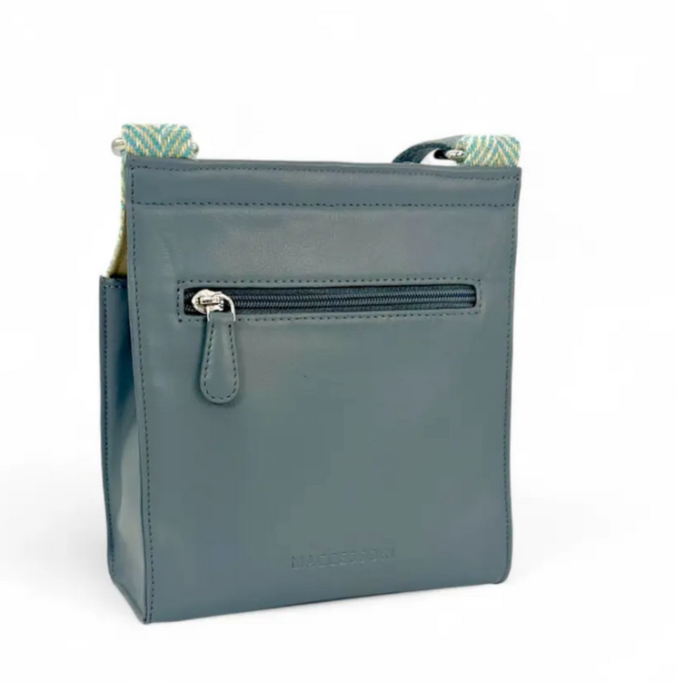 Turquoise Herringbone Medium Satchel Bag