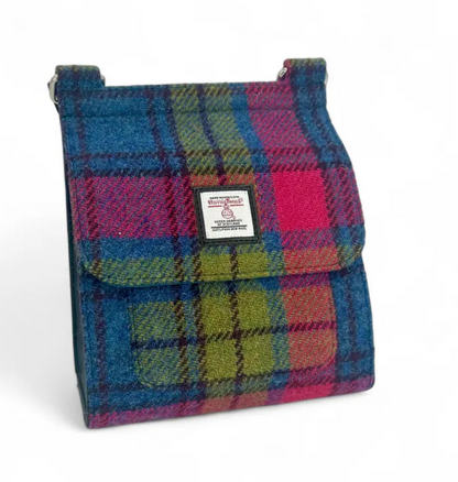 Blue/Pink Check Medium Satchel Bag