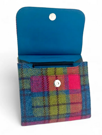 Blue/Pink Check Medium Satchel Bag