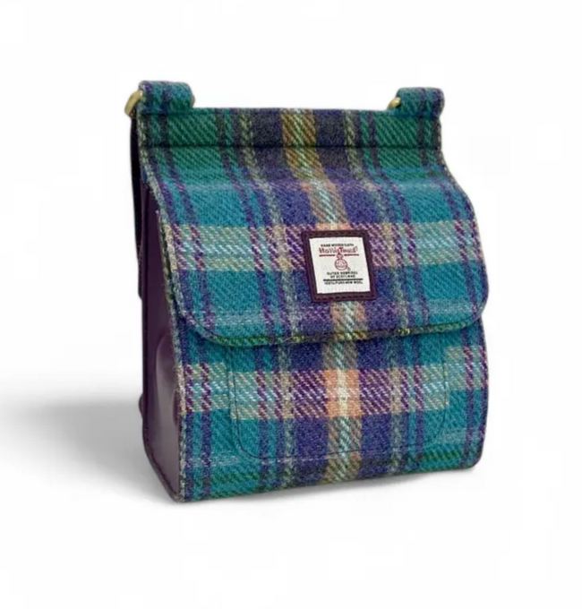 Green/Purple Plaid Medium Satchel Bag