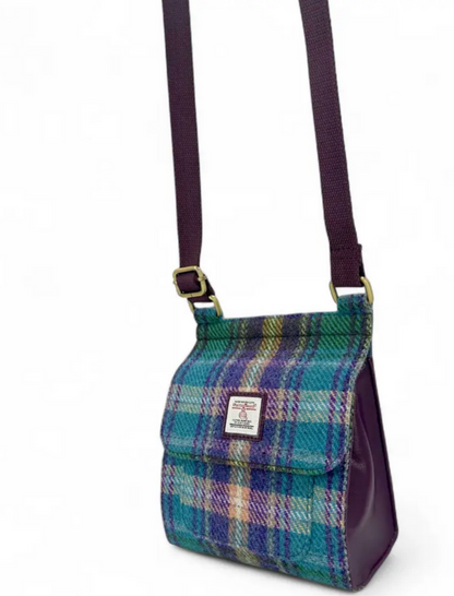 Green/Purple Plaid Medium Satchel Bag