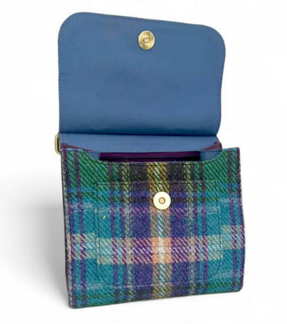 Green/Purple Plaid Medium Satchel Bag