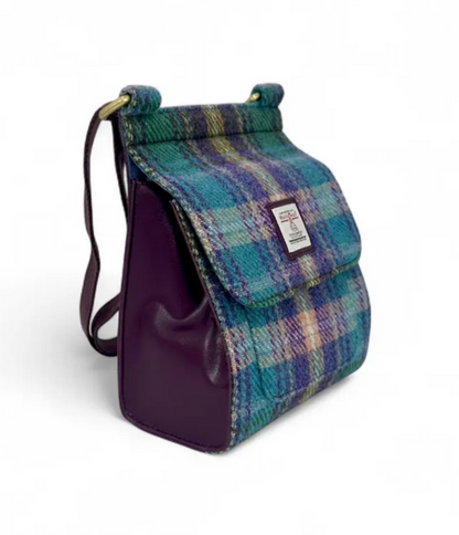 Green/Purple Plaid Medium Satchel Bag