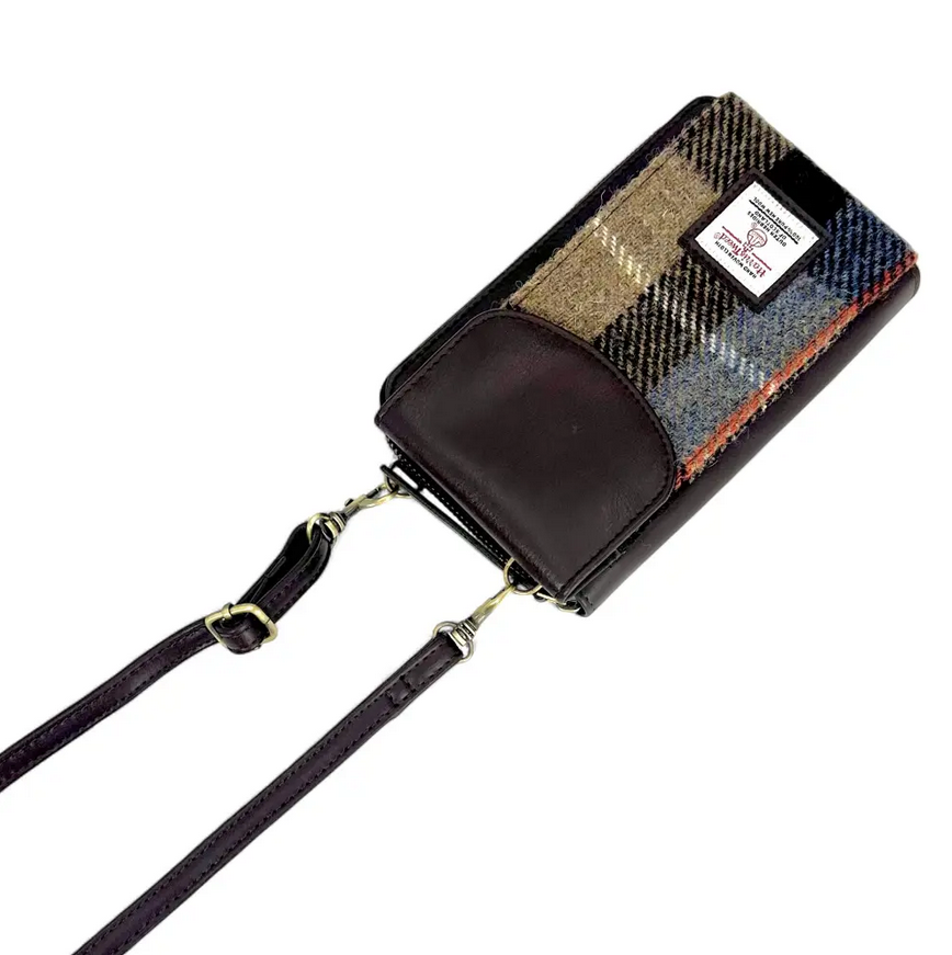 Blue/Brown Check Phone Purse