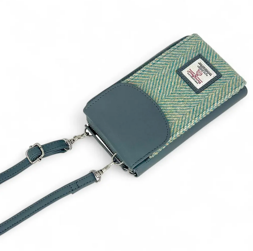 Turquoise Herringbone Phone Purse