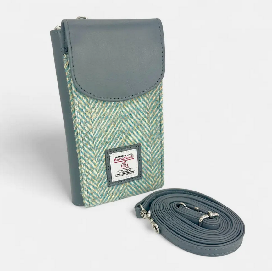 Turquoise Herringbone Phone Purse
