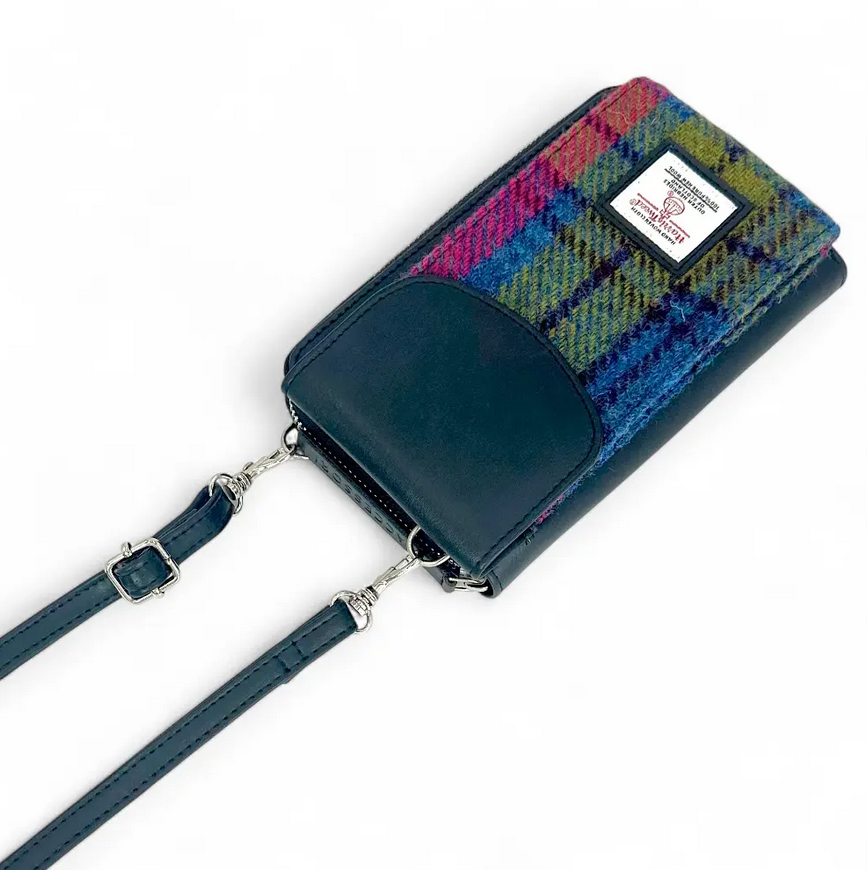 Blue/Pink Check Phone Purse