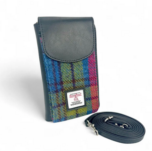 Blue/Pink Check Phone Purse