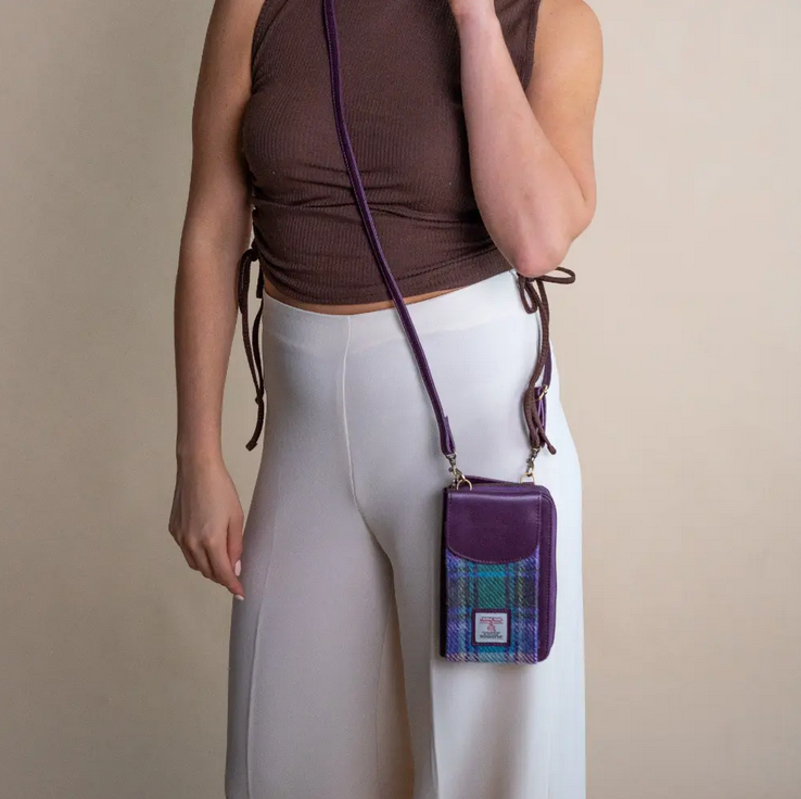 Green Purple Plaid Phone Purse