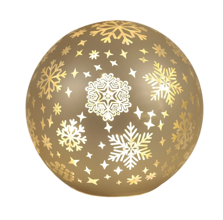 10cm Gold LED Snowflake Ball