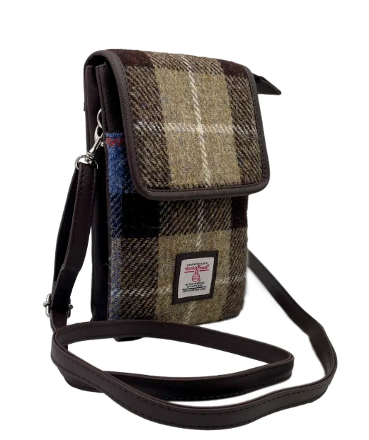 Blue/Brown Check Mini Crossbody Bag