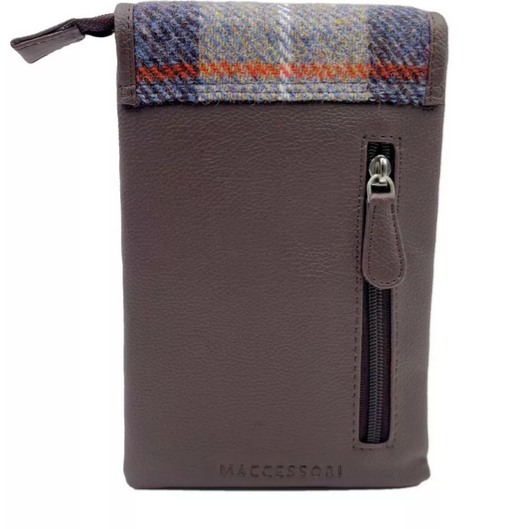 Blue/Brown Check Mini Crossbody Bag