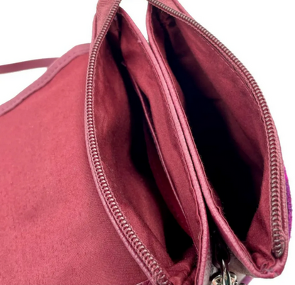 Purple Check Mini Crossbody Bag