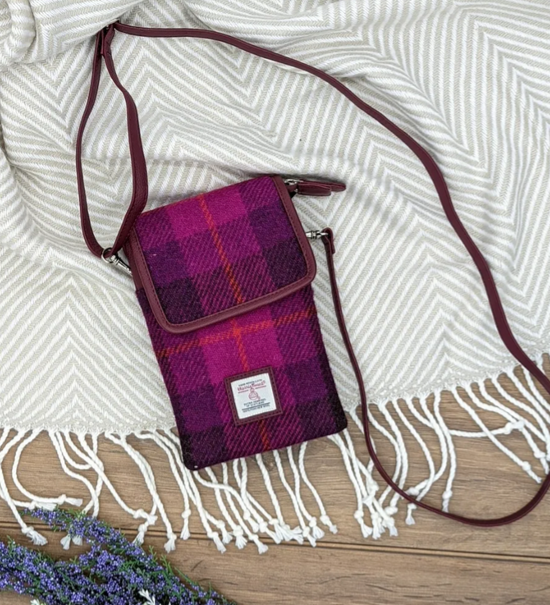 Purple Check Mini Crossbody Bag