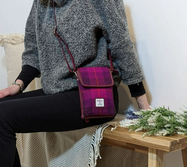 Purple Check Mini Crossbody Bag