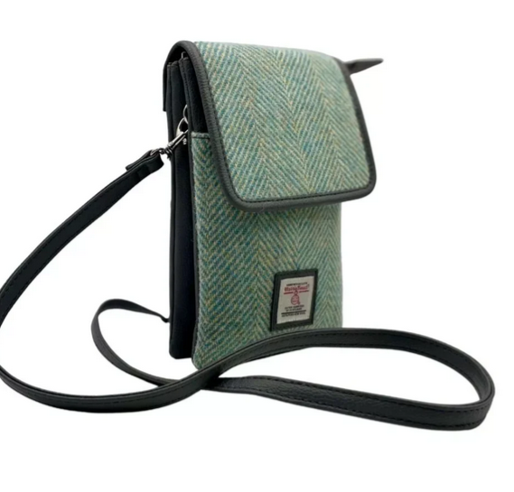 Turquoise Herringbone Mini Crossbody Bag