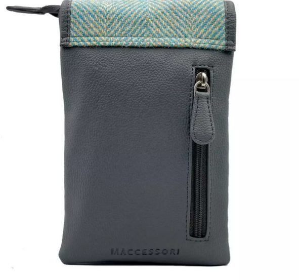 Turquoise Herringbone Mini Crossbody Bag