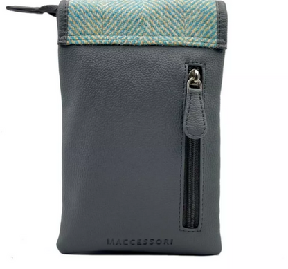 Turquoise Herringbone Mini Crossbody Bag