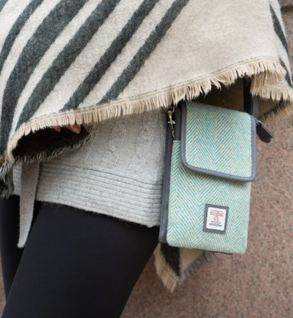 Turquoise Herringbone Mini Crossbody Bag
