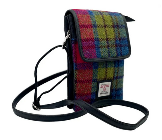 Blue/Pink Check Mini Crossbody Bag