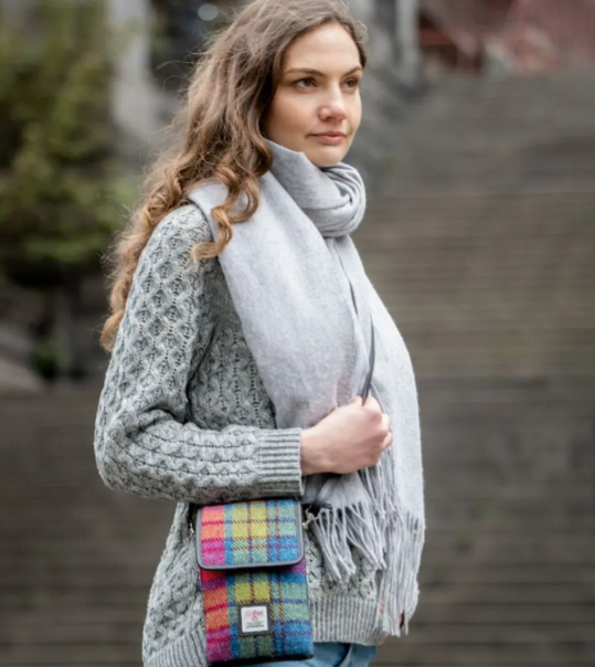 Blue/Pink Check Mini Crossbody Bag
