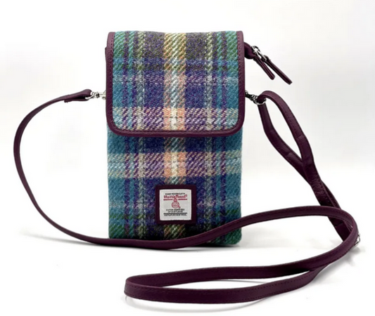 Green/Purple Plaid Mini Crossbody Bag