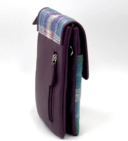Green/Purple Plaid Mini Crossbody Bag
