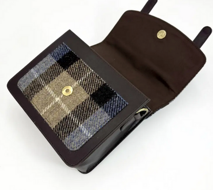 Blue/Brown Check Mini Messenger Bag