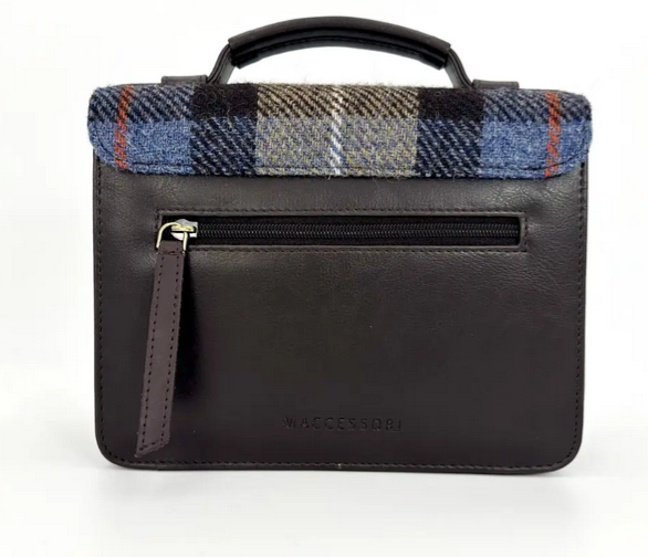 Blue/Brown Check Mini Messenger Bag