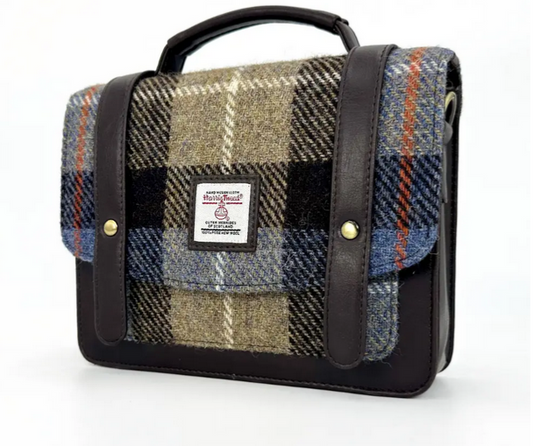 Blue/Brown Check Mini Messenger Bag