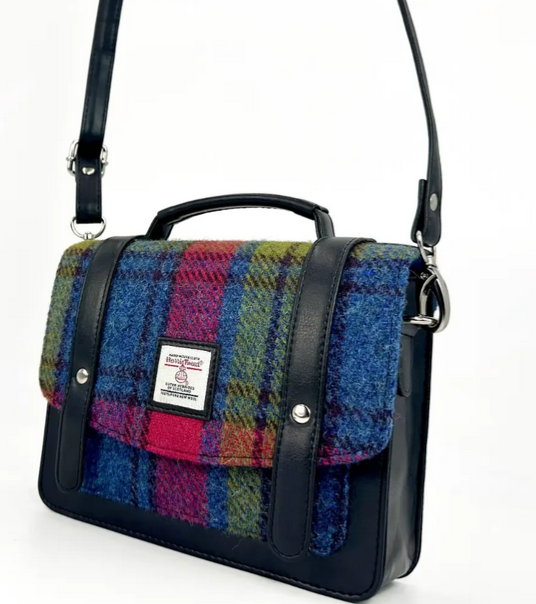 Blue/Pink Check Mini Messenger Bag