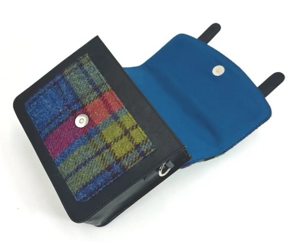 Blue/Pink Check Mini Messenger Bag