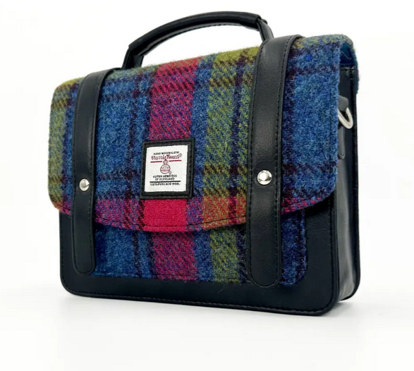 Blue/Pink Check Mini Messenger Bag