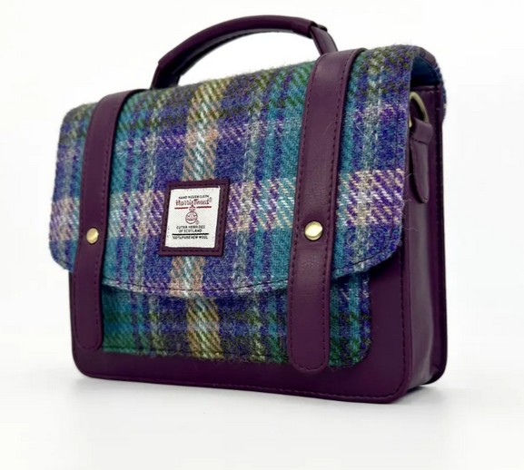 Green/Purple Plaid Mini Messenger Bag