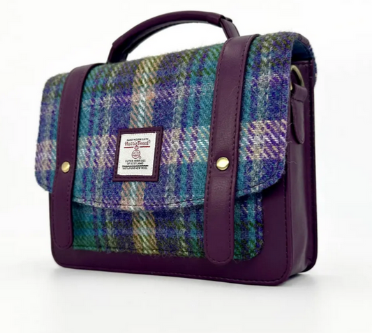 Green/Purple Plaid Mini Messenger Bag