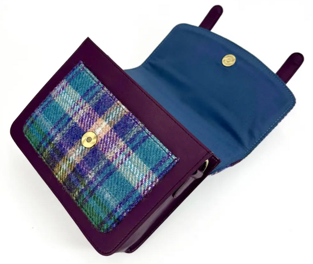 Green/Purple Plaid Mini Messenger Bag