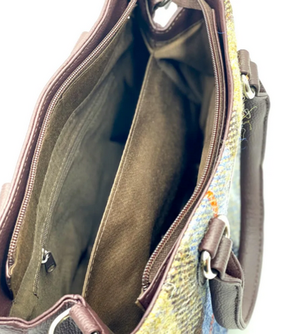Blue/Brown Check Top Handle Bag