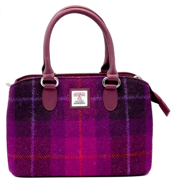 Purple Check Top Handle Bag