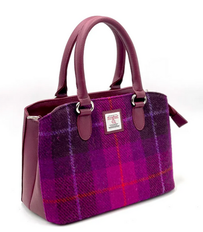 Purple Check Top Handle Bag