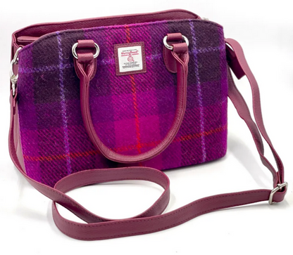 Purple Check Top Handle Bag