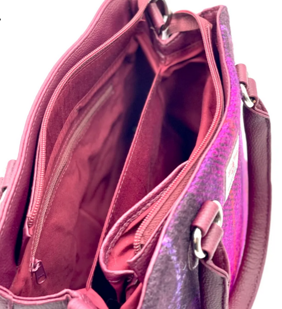 Purple Check Top Handle Bag