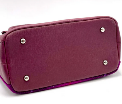 Purple Check Top Handle Bag