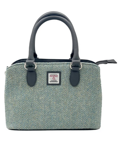 Turquoise Herringbone Top Handle Bag