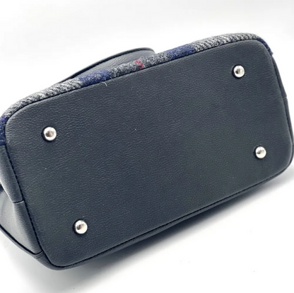 Blue Pink Check Top Handle Bag