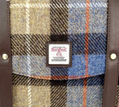 Blue Brown Check Ladies Messenger Bag