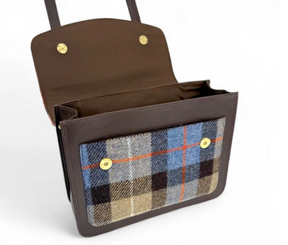 Blue Brown Check Ladies Messenger Bag