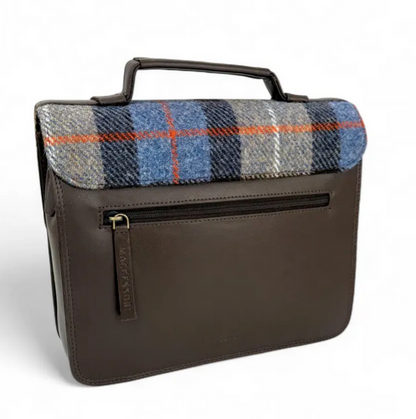 Blue Brown Check Ladies Messenger Bag