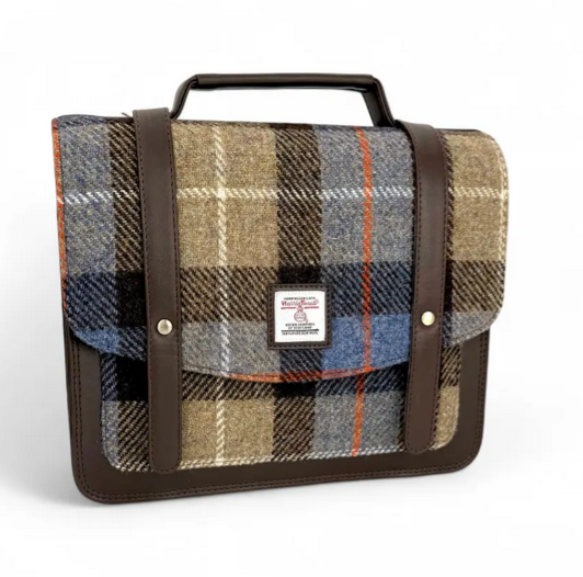 Blue Brown Check Ladies Messenger Bag