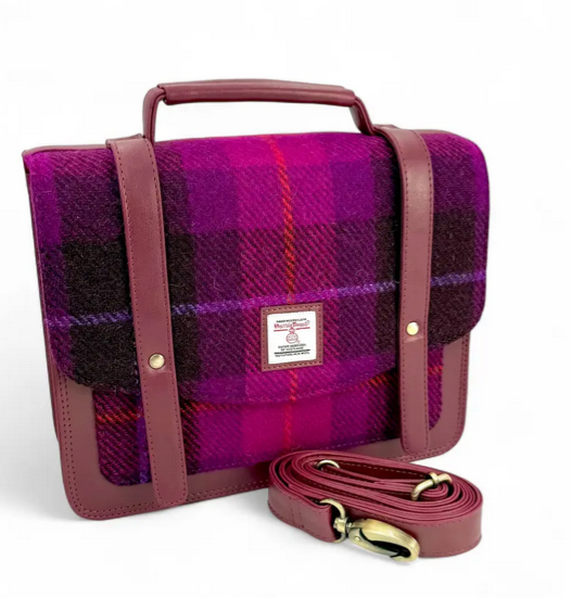Purple Check Ladies Messenger Bag
